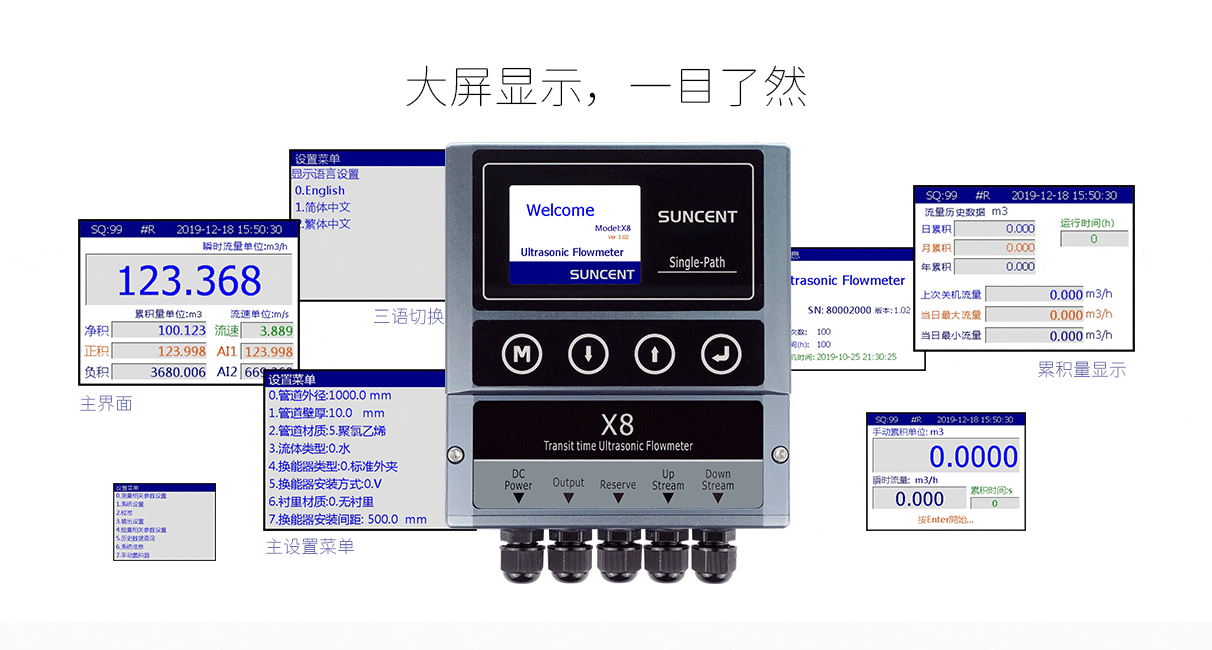 高精度插入式超声波流量计X8图